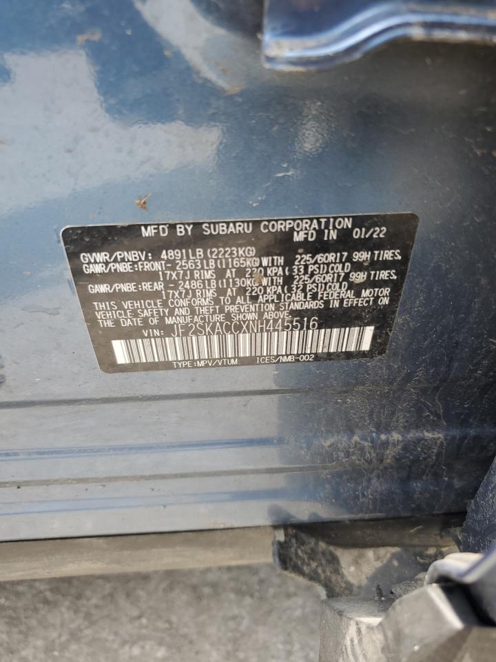 2022 Subaru Forester VIN: JF2SKACCXNH445516 Lot: 63581805
