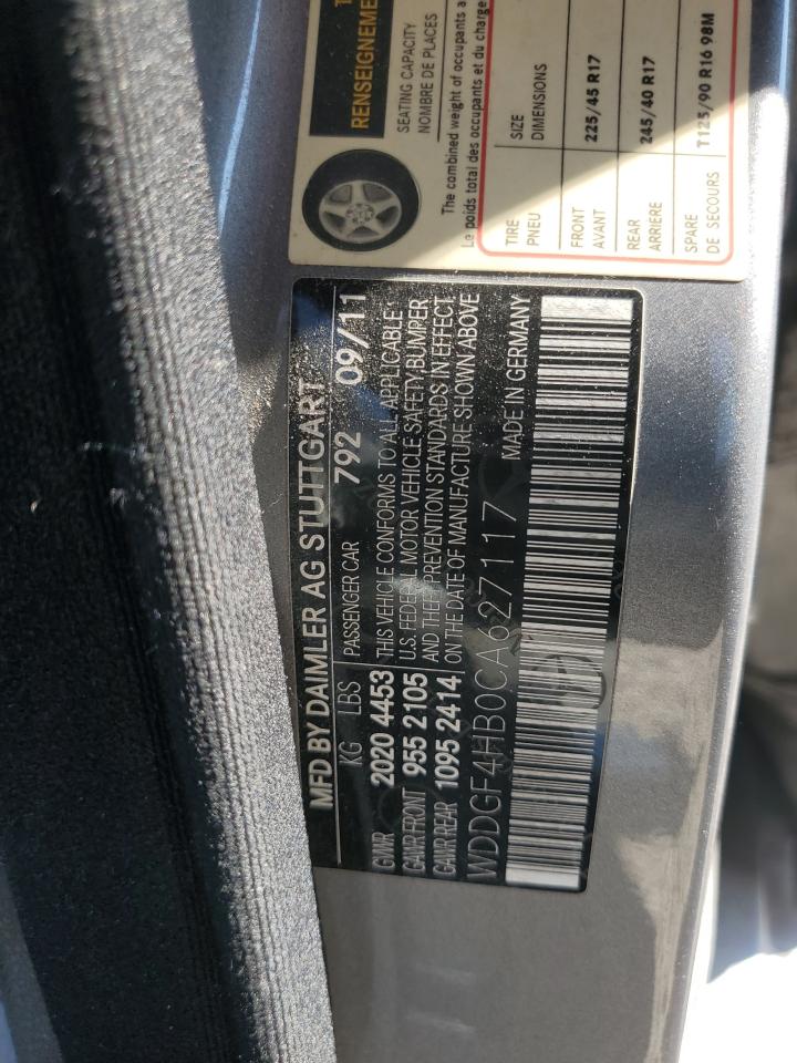 2012 Mercedes-Benz C 250 VIN: WDDGF4HB0CA627117 Lot: 64418495