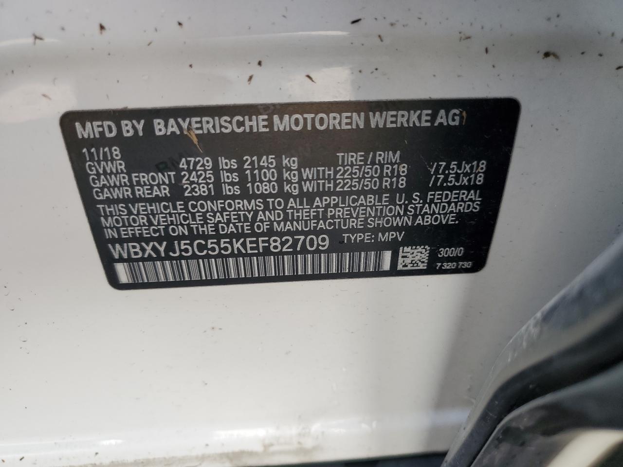 2019 BMW X2 xDrive28I VIN: WBXYJ5C55KEF82709 Lot: 66960405