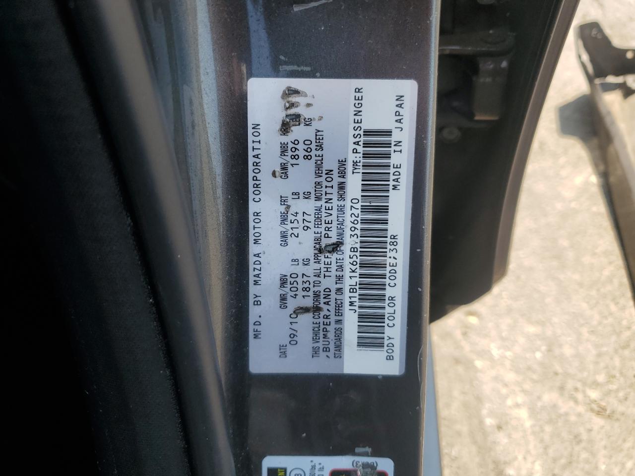 2011 Mazda 3 S VIN: JM1BL1K65B1396270 Lot: 62343245