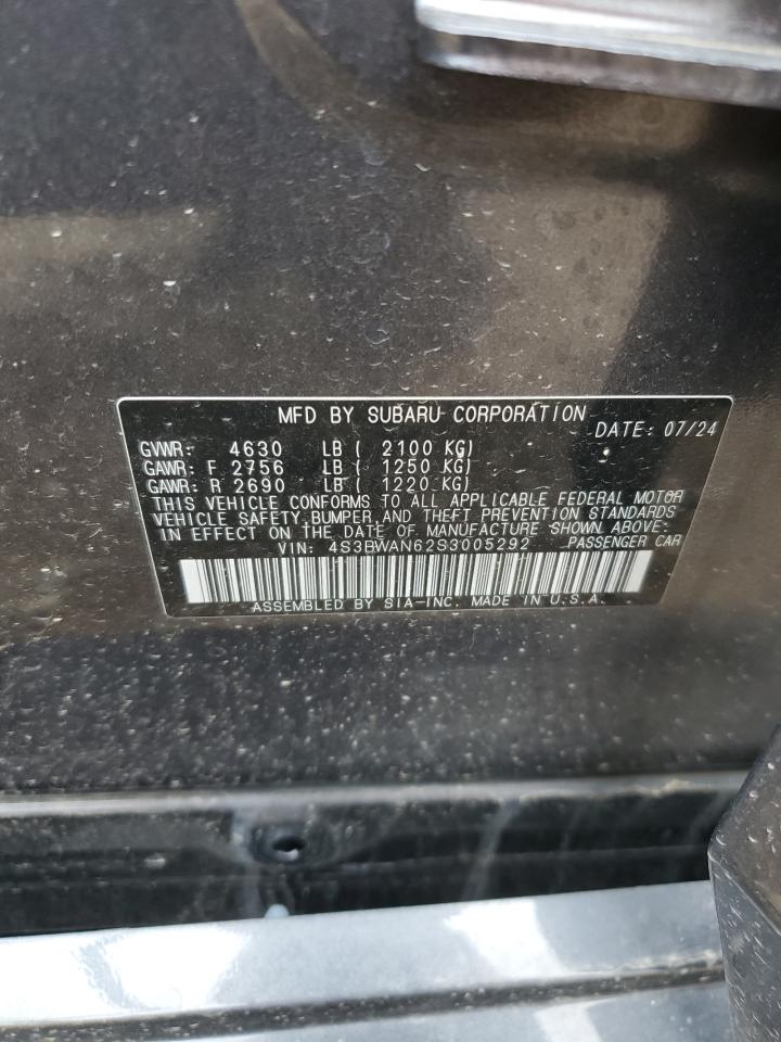 2025 Subaru Legacy Limited VIN: 4S3BWAN62S3005292 Lot: 63490795