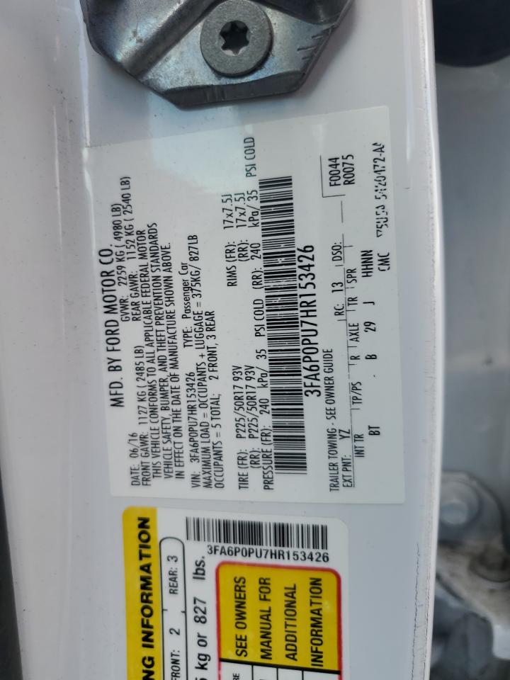 2017 Ford Fusion Se Phev VIN: 3FA6P0PU7HR153426 Lot: 65232945