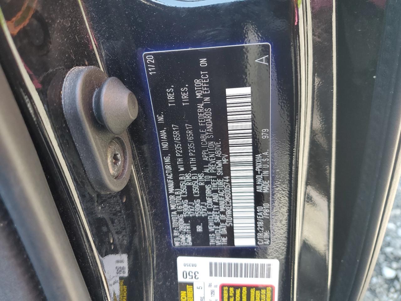 2021 Toyota Sienna Xle VIN: 5TDYRKEC2MS005744 Lot: 64396375