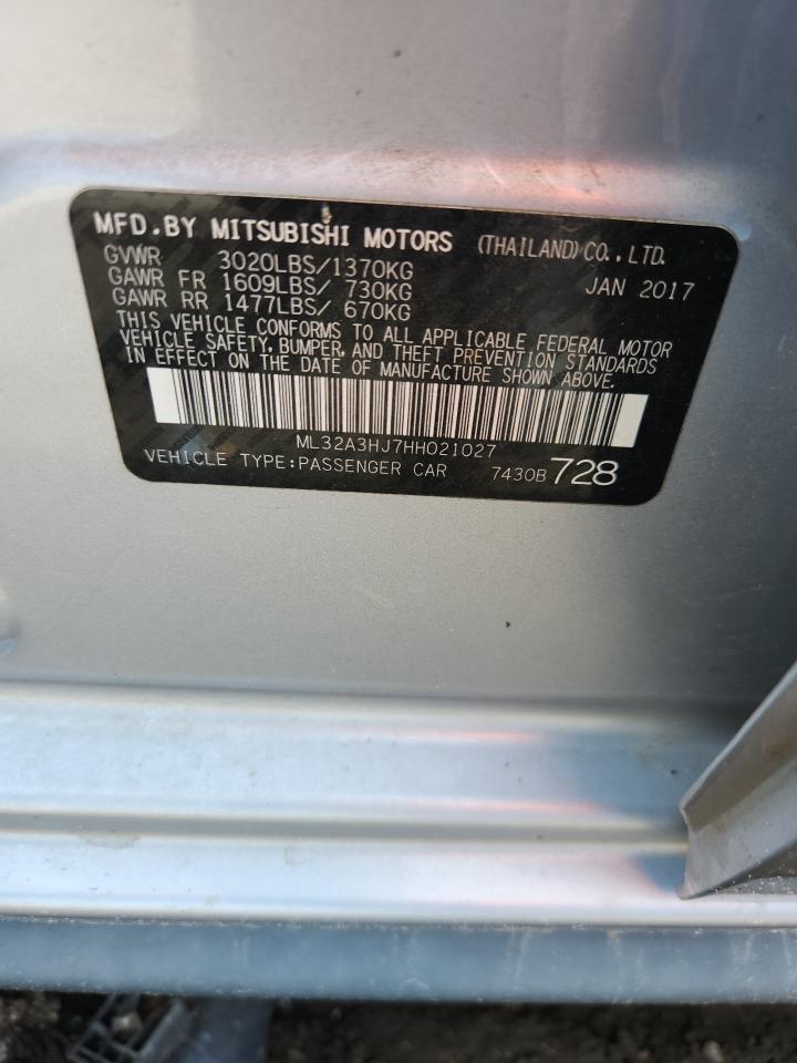 2017 Mitsubishi Mirage Es VIN: ML32A3HJ7HH021027 Lot: 64257295