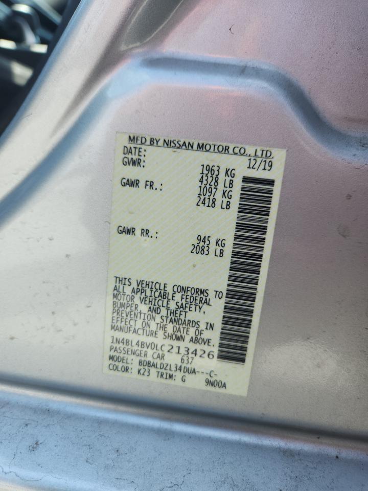 2020 Nissan Altima S VIN: 1N4BL4BV0LC213426 Lot: 65146525