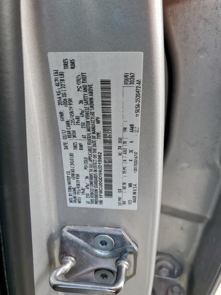 2017 Ford Escape Se VIN: 1FMCU0GD1HUD15982 Lot: 64964375