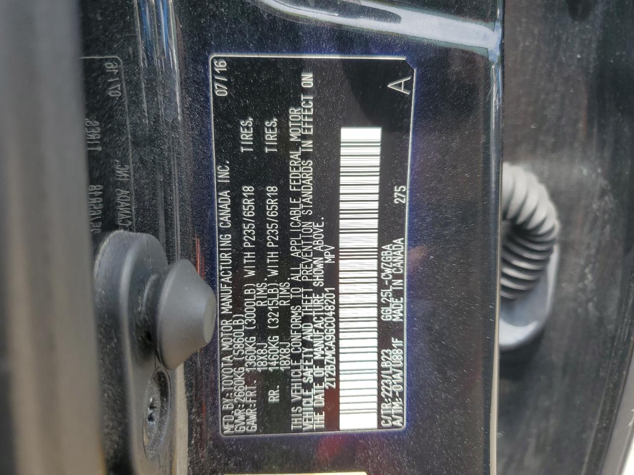 2016 Lexus Rx 350 Base VIN: 2T2BZMCA9GC048201 Lot: 64720365