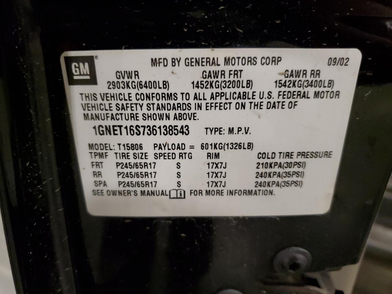1gnet16s736138543 1GNET16S736138543 2003 Chevrolet Trailblazer Ext
