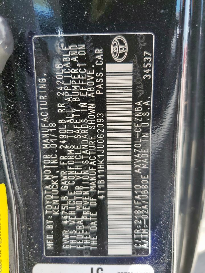 2018 Toyota Camry L VIN: 4T1B11HK1JU062093 Lot: 64749385