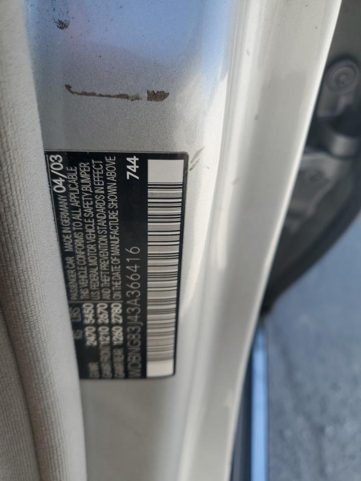 2003 Mercedes-Benz S 430 4Matic VIN: WDBNG83J43A366416 Lot: 64114115