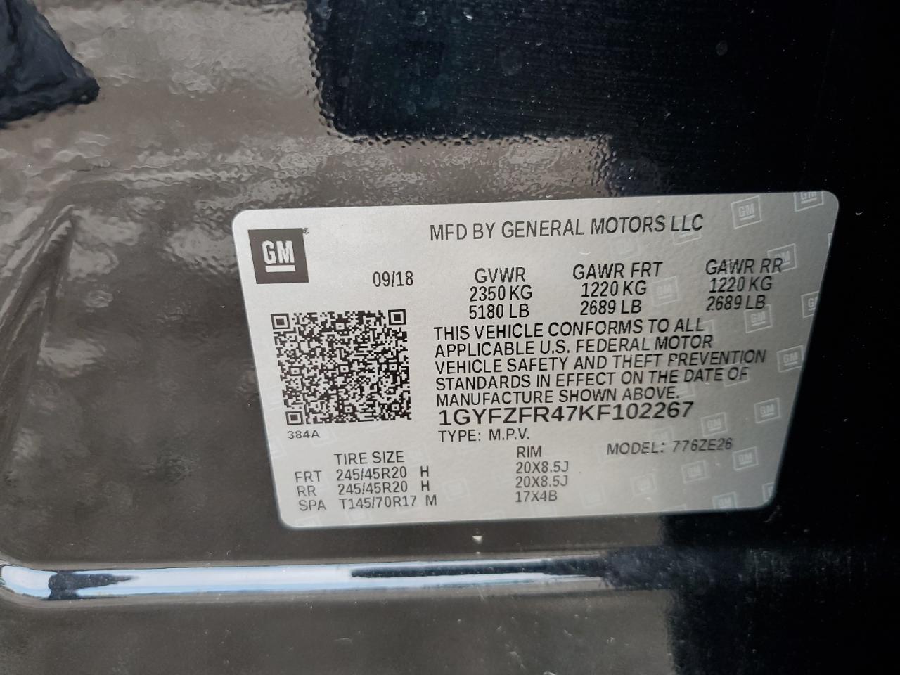 2019 Cadillac Xt4 Sport VIN: 1GYFZFR47KF102267 Lot: 62924485