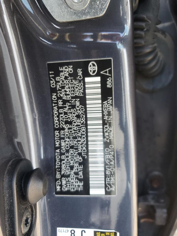 2011 Toyota Prius VIN: JTDKN3DU0B1362707 Lot: 64255425