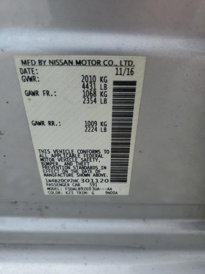 2017 Nissan Leaf S VIN: 1N4BZ0CP2HC301120 Lot: 65056525