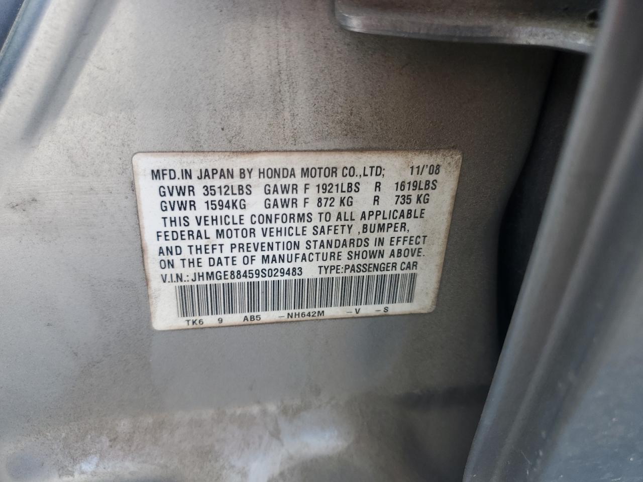 2009 Honda Fit Sport VIN: JHMGE88459S029483 Lot: 63956605