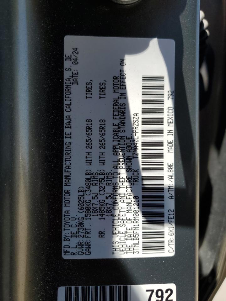 2024 Toyota Tacoma Double Cab VIN: 3TMLB5FN1RM001210 Lot: 61857315