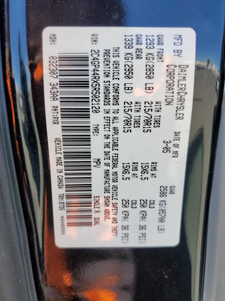 2005 Chrysler Town & Country Lx VIN: 2C4GP44RX5R502120 Lot: 65573975