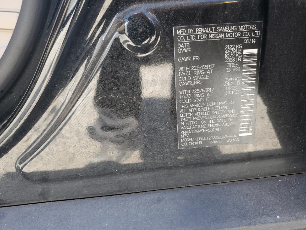 2015 Nissan Rogue S VIN: KNMAT2MV9FP501188 Lot: 65288025