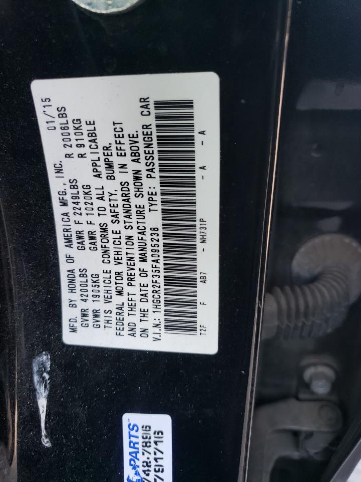2015 Honda Accord Lx VIN: 1HGCR2F35FA095238 Lot: 65454705