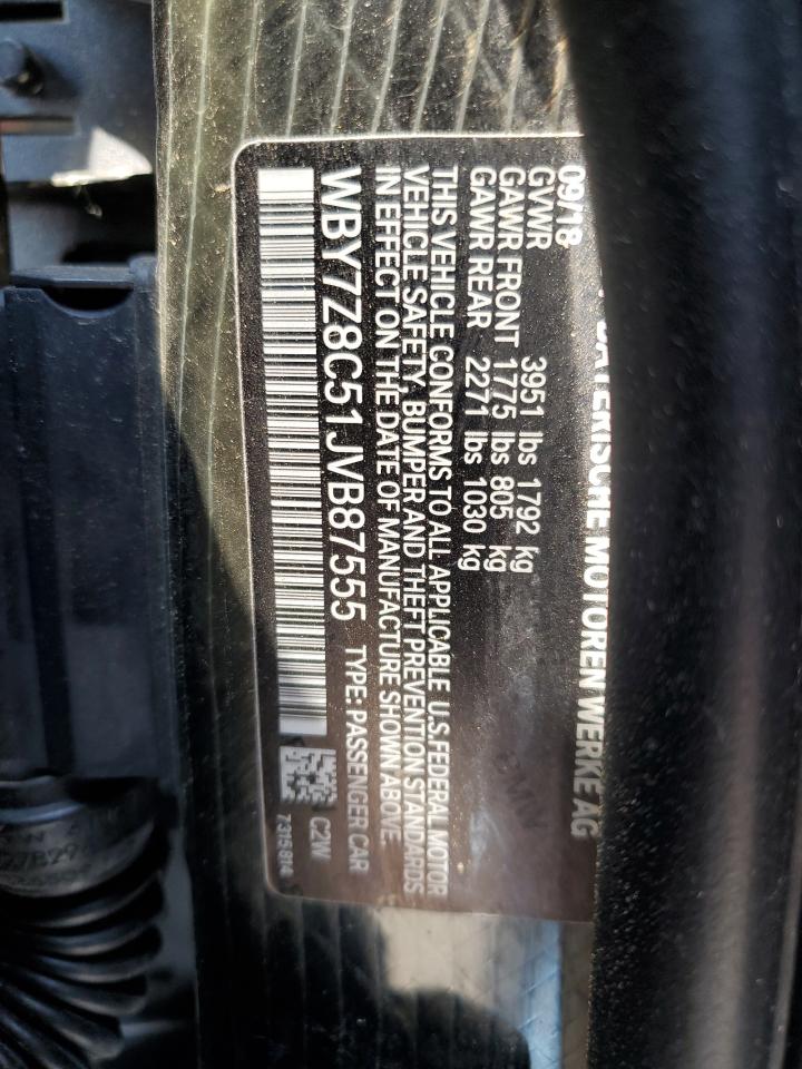 2018 BMW I3 S Rex VIN: WBY7Z8C51JVB87555 Lot: 63843095