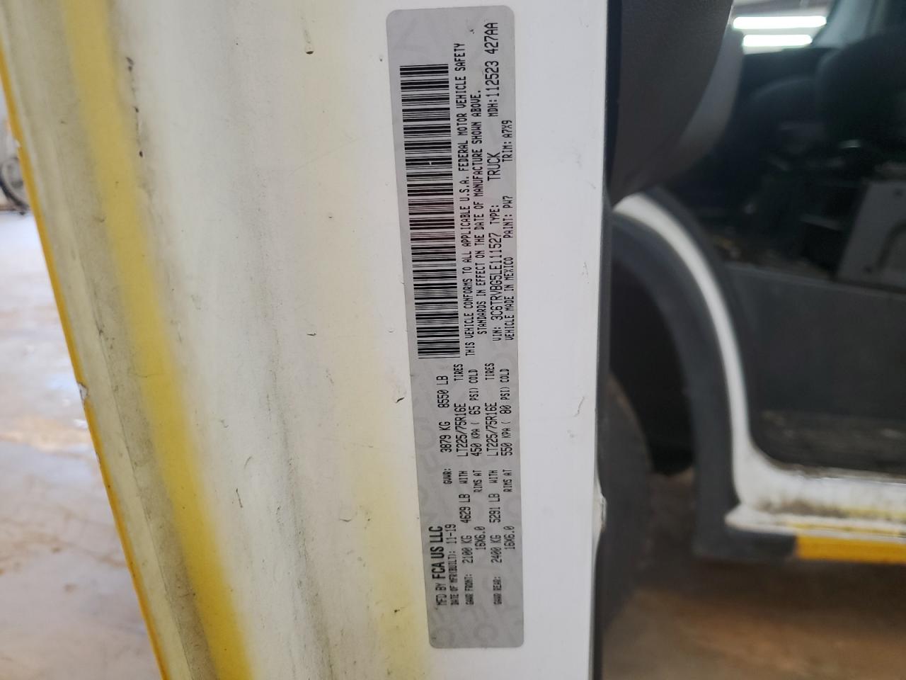 2020 Ram Promaster 1500 1500 High VIN: 3C6TRVBG5LE111527 Lot: 64372855