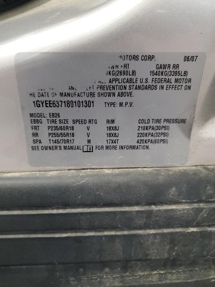 2008 Cadillac Srx VIN: 1GYEE637180101301 Lot: 64640135