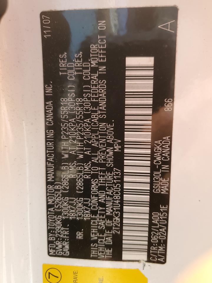 2T2GK31U48C051137 2008 Lexus Rx 350