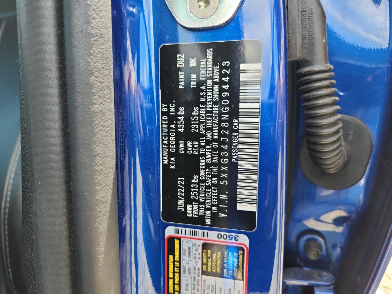 2022 Kia K5 Ex VIN: 5XXG34J28NG094423 Lot: 65117405