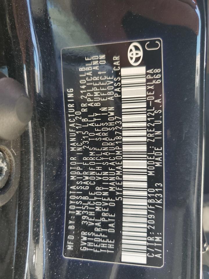 5yfepmae0mp187237 5YFEPMAE0MP187237 2021 Toyota Corolla Le
