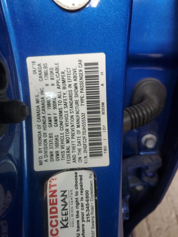 2018 Honda Civic Ex VIN: 2HGFC2F70JH555532 Lot: 64483075