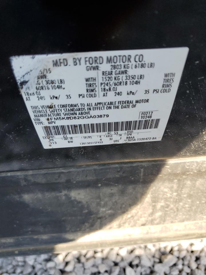 2016 Ford Explorer Xlt VIN: 1FM5K8D82GGA03879 Lot: 63570005