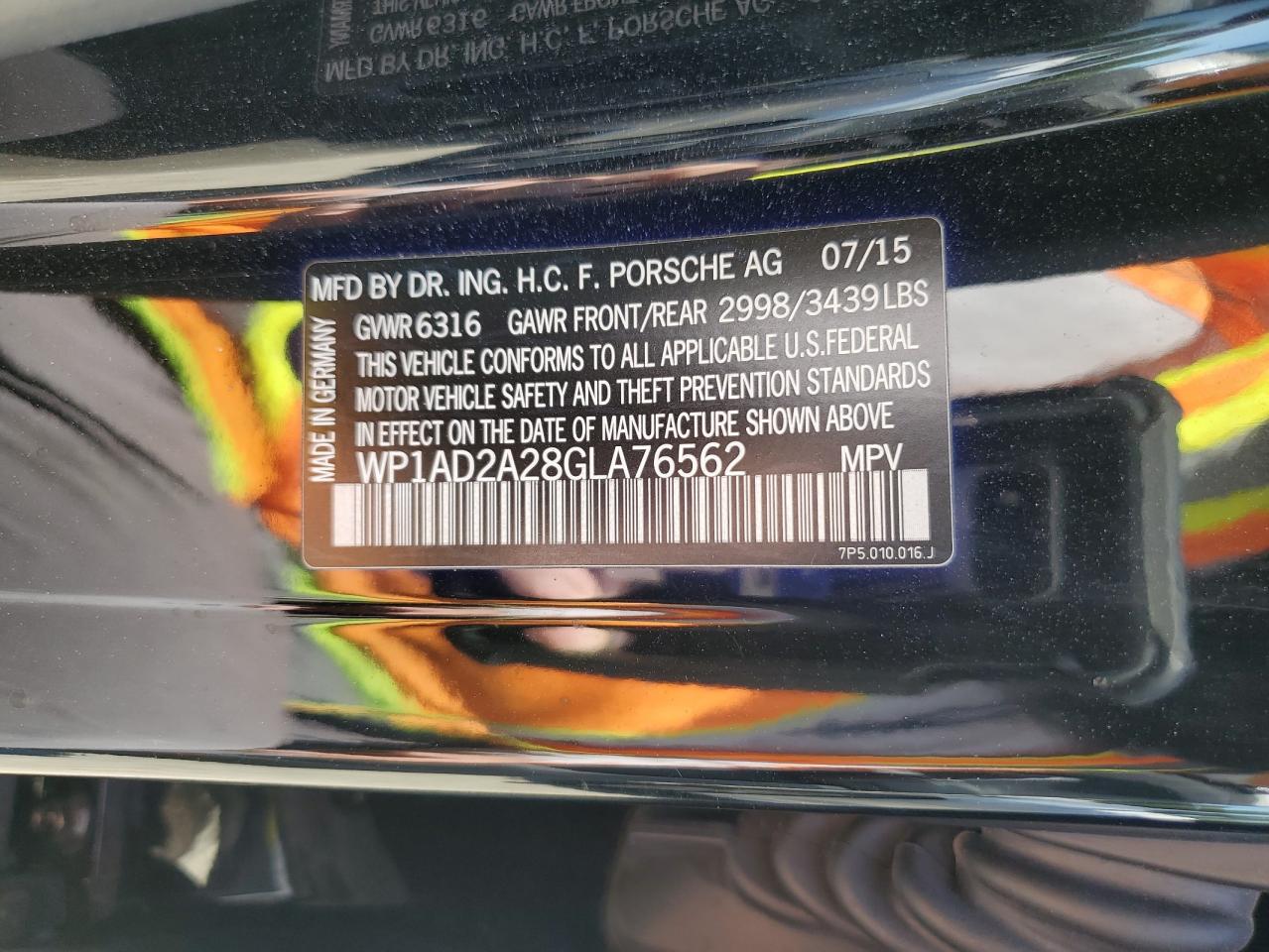 2016 Porsche Cayenne Gts VIN: WP1AD2A28GLA76562 Lot: 64137385