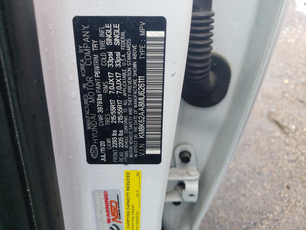 2021 Hyundai Kona Sel Plus VIN: KM8K62AA8MU626111 Lot: 63437605