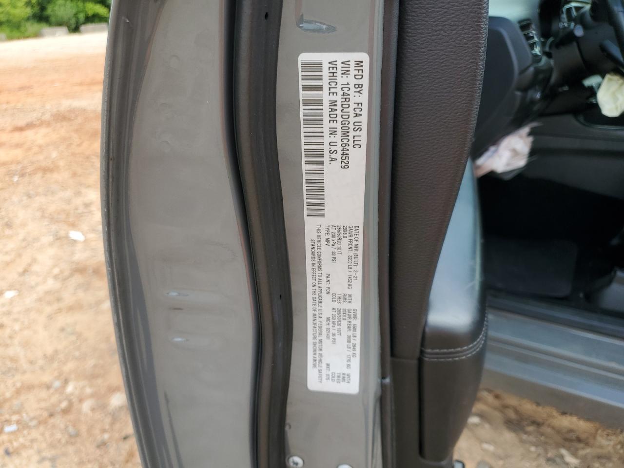 2021 Dodge Durango Gt VIN: 1C4RDJDG0MC644529 Lot: 62770865