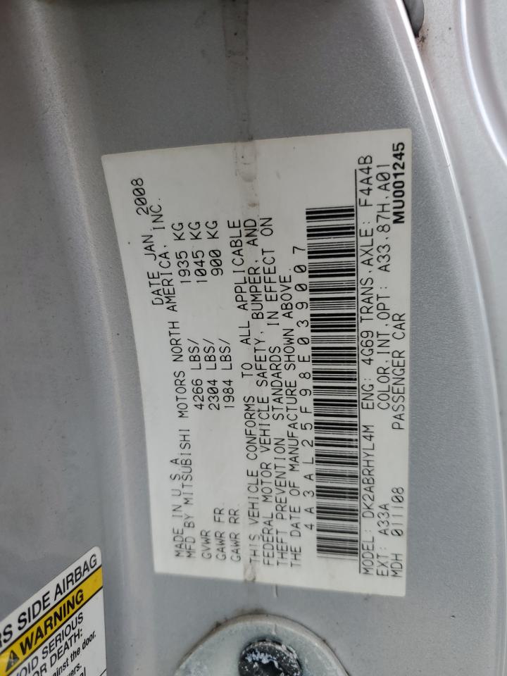 2008 Mitsubishi Eclipse Spyder Gs VIN: 4A3AL25F98E039007 Lot: 64962655
