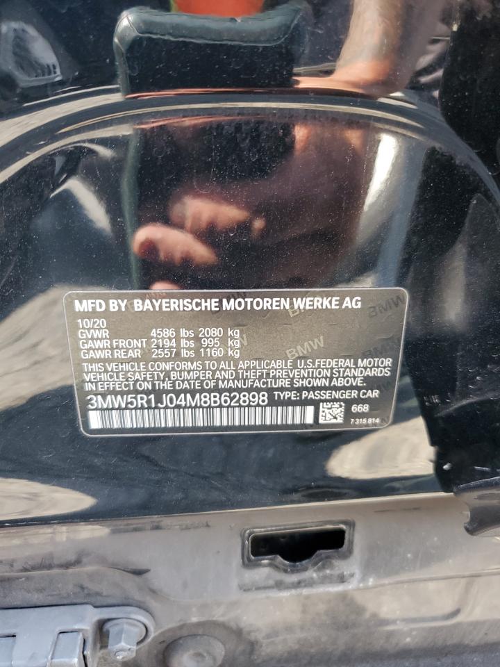 2021 BMW 330I VIN: 3MW5R1J04M8B62898 Lot: 65193425