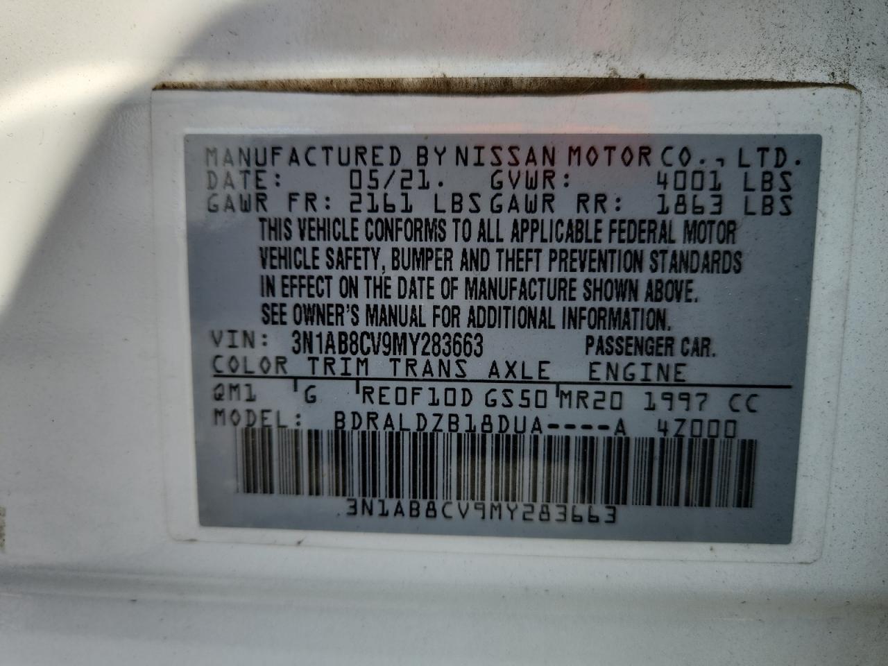 2021 Nissan Sentra Sv VIN: 3N1AB8CV9MY283663 Lot: 62883365