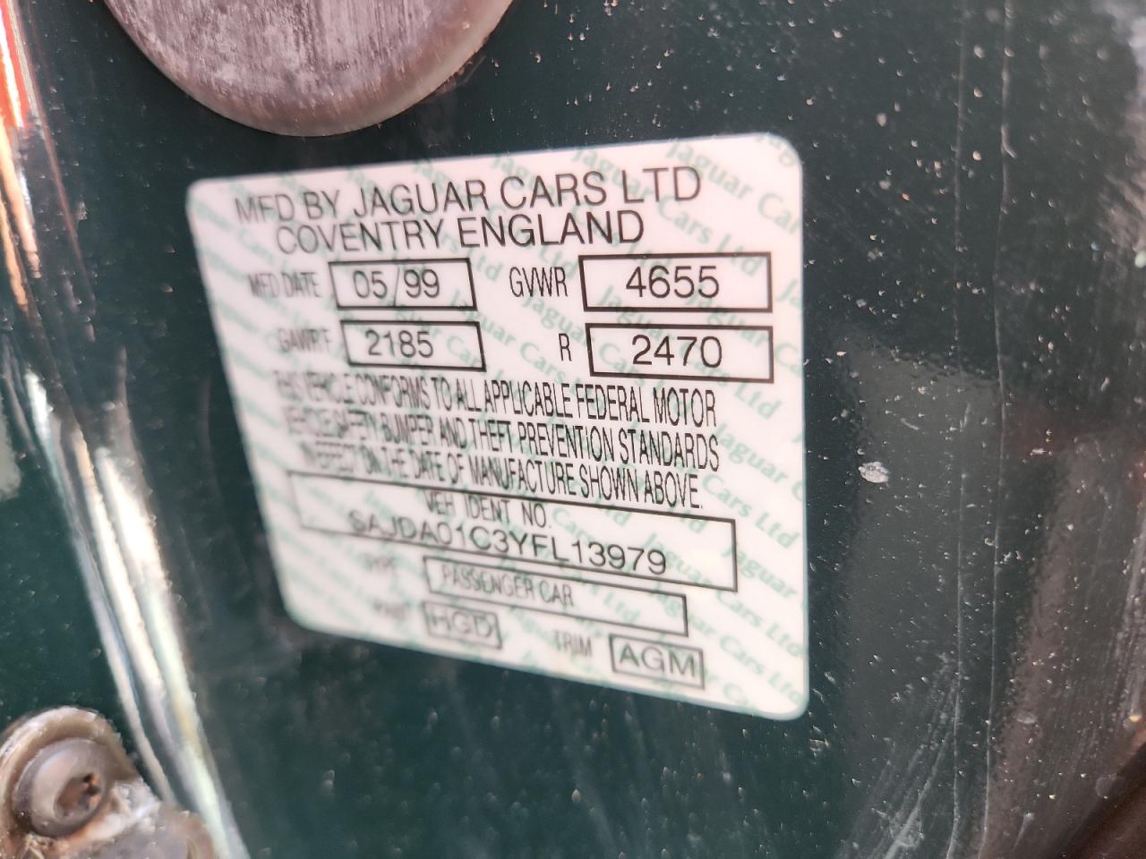 2000 Jaguar S-Type VIN: SAJDA01C3YFL13979 Lot: 63673355