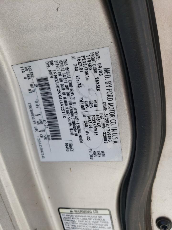 2004 Ford Explorer Xls VIN: 1FMZU62KX4UA25110 Lot: 65354765