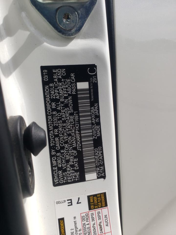 2019 Toyota Prius Prime VIN: JTDKARFP1K3116971 Lot: 63509245