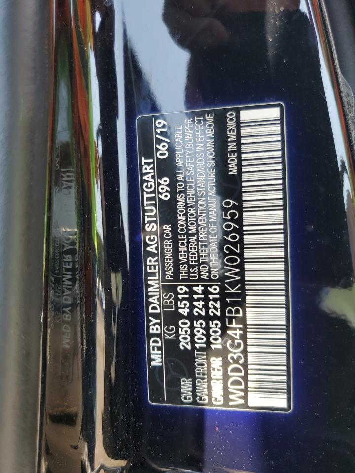 2019 Mercedes-Benz A 220 4Matic VIN: WDD3G4FB1KW026959 Lot: 66988285