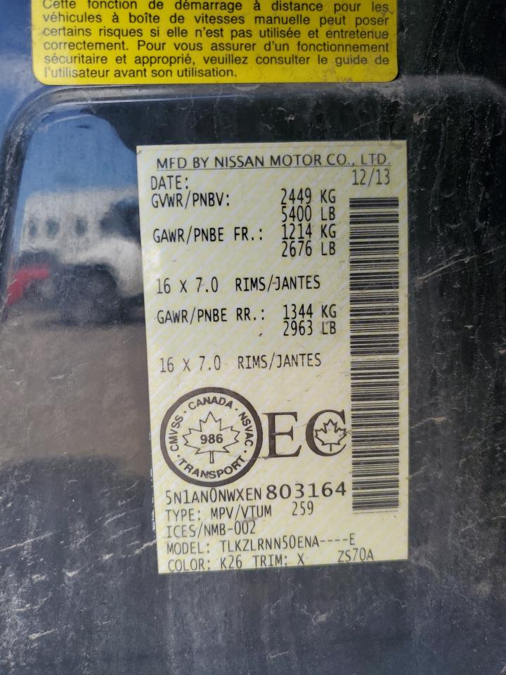 2014 Nissan Xterra X VIN: 5N1AN0NWXEN803164 Lot: 63668815