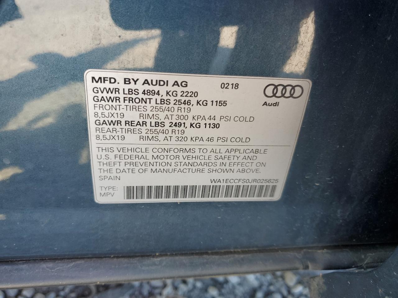 2018 Audi Q3 Premium VIN: WA1ECCFS0JR025625 Lot: 63421215
