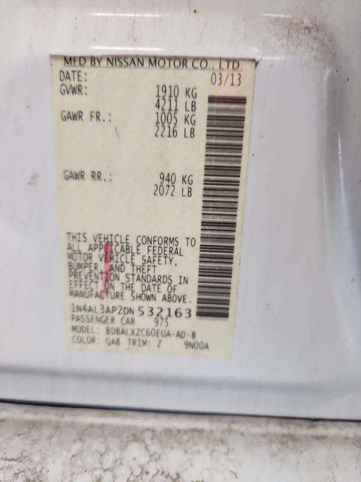 2013 Nissan Altima 2.5 VIN: 1N4AL3AP2DN532163 Lot: 65418265