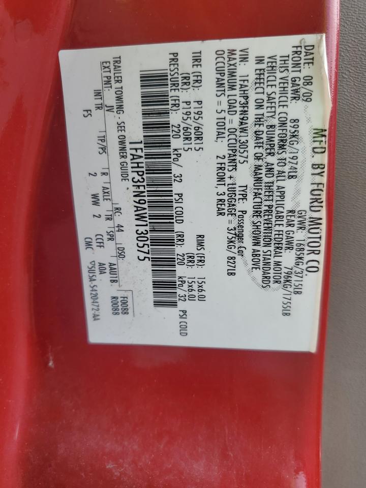 2010 Ford Focus Se VIN: 1FAHP3FN9AW130575 Lot: 65139265