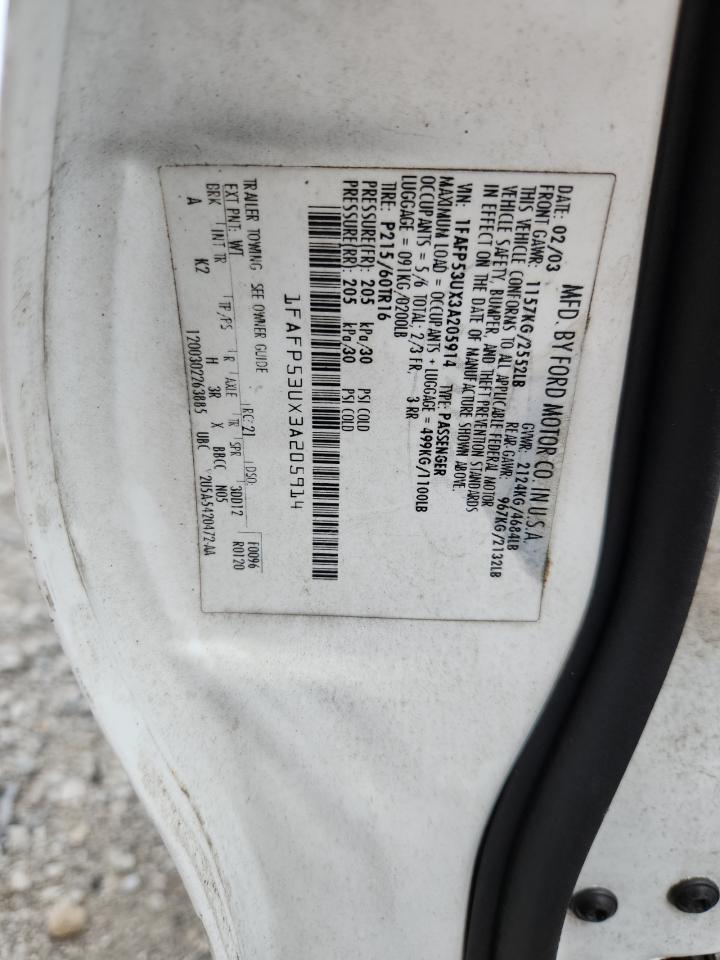 2003 Ford Taurus Se VIN: 1FAFP53UX3A205914 Lot: 63215665