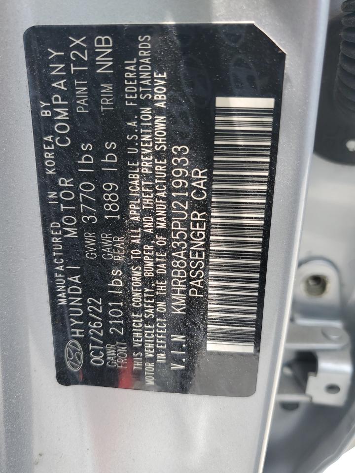 2023 Hyundai Venue Se VIN: KMHRB8A35PU219933 Lot: 63830065