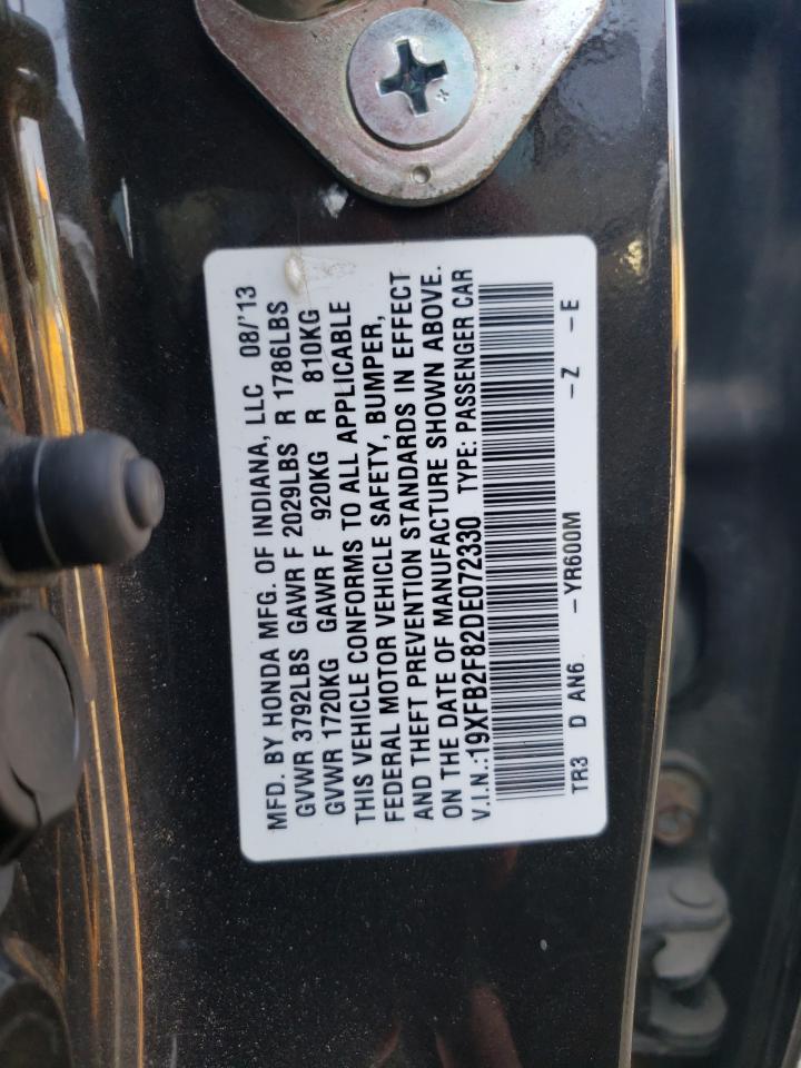 2013 Honda Civic Ex VIN: 19XFB2F82DE072330 Lot: 66908905