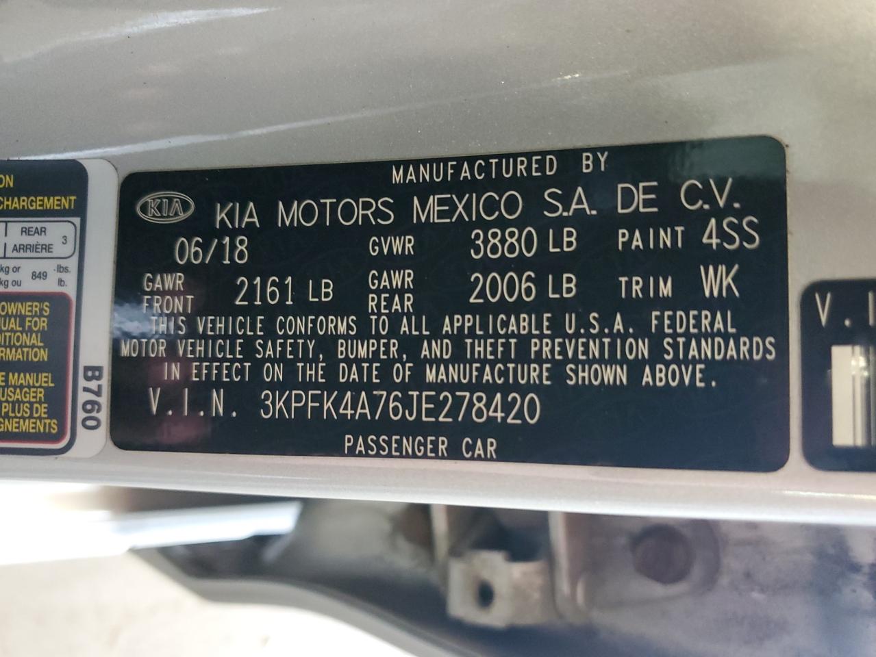 2018 Kia Forte Lx VIN: 3KPFK4A76JE278420 Lot: 64422545