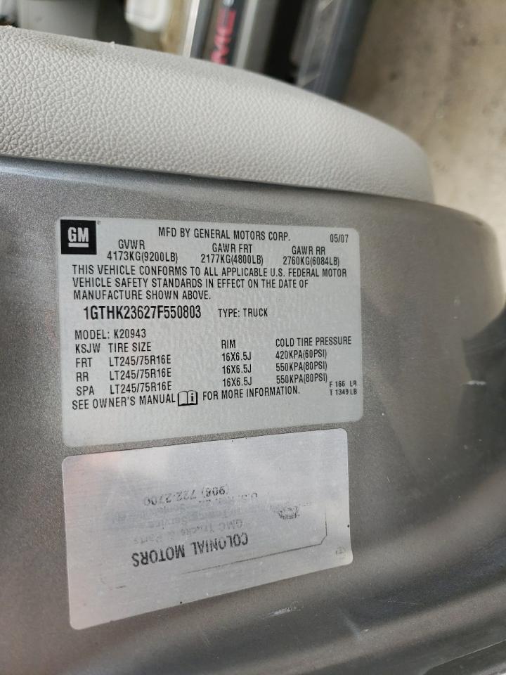 1gthk23627f550803 1GTHK23627F550803 2007 GMC Sierra K2500 Heavy Duty