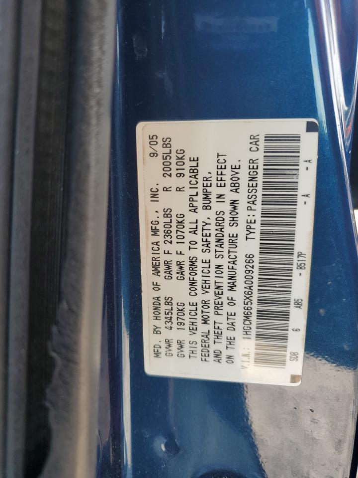 2006 Honda Accord Ex VIN: 1HGCM665X6A009266 Lot: 65255375